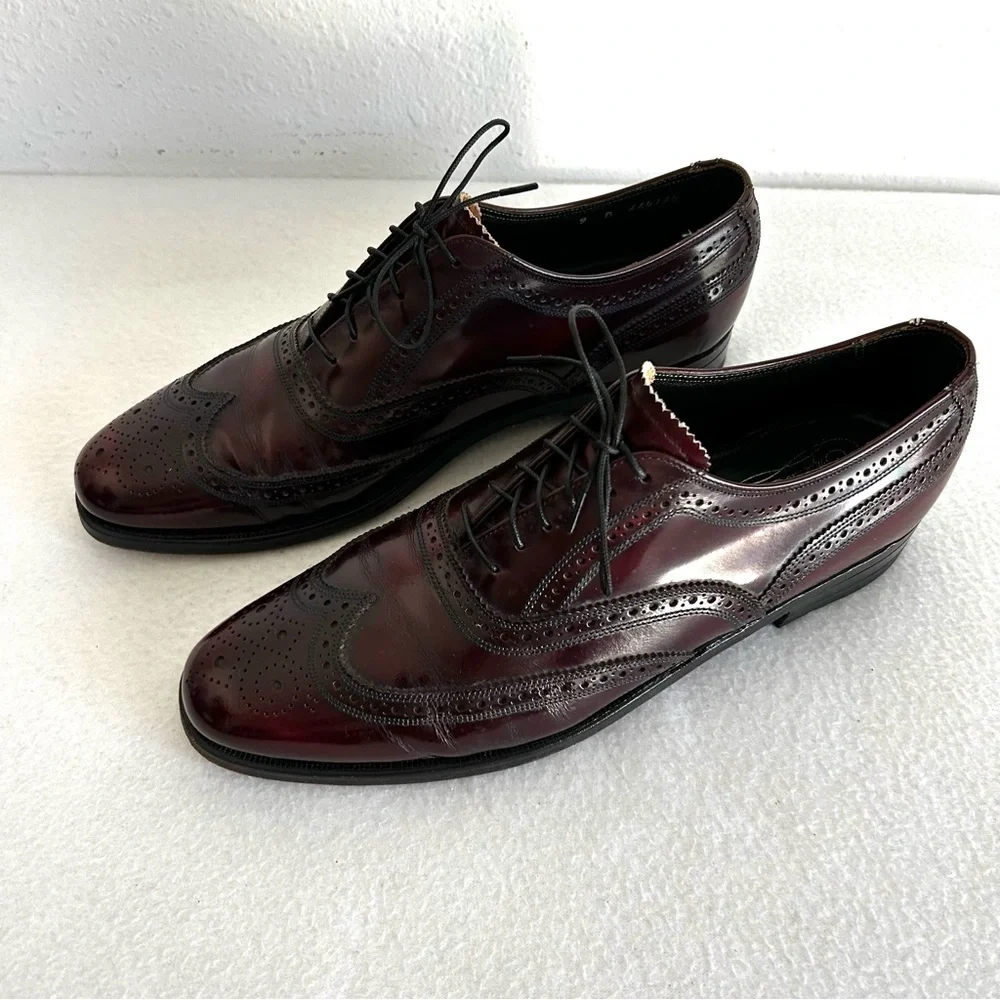 Vintage Florsheim Imperial Brown Wingtip Shoes Men's Size US 9B